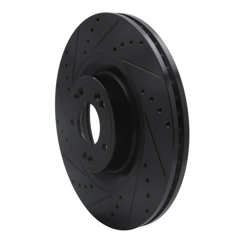 Genesis G80 Brake Rotor (1) - Front Left - R1 Concepts - Drilled & Slotted - Black - `12-`17